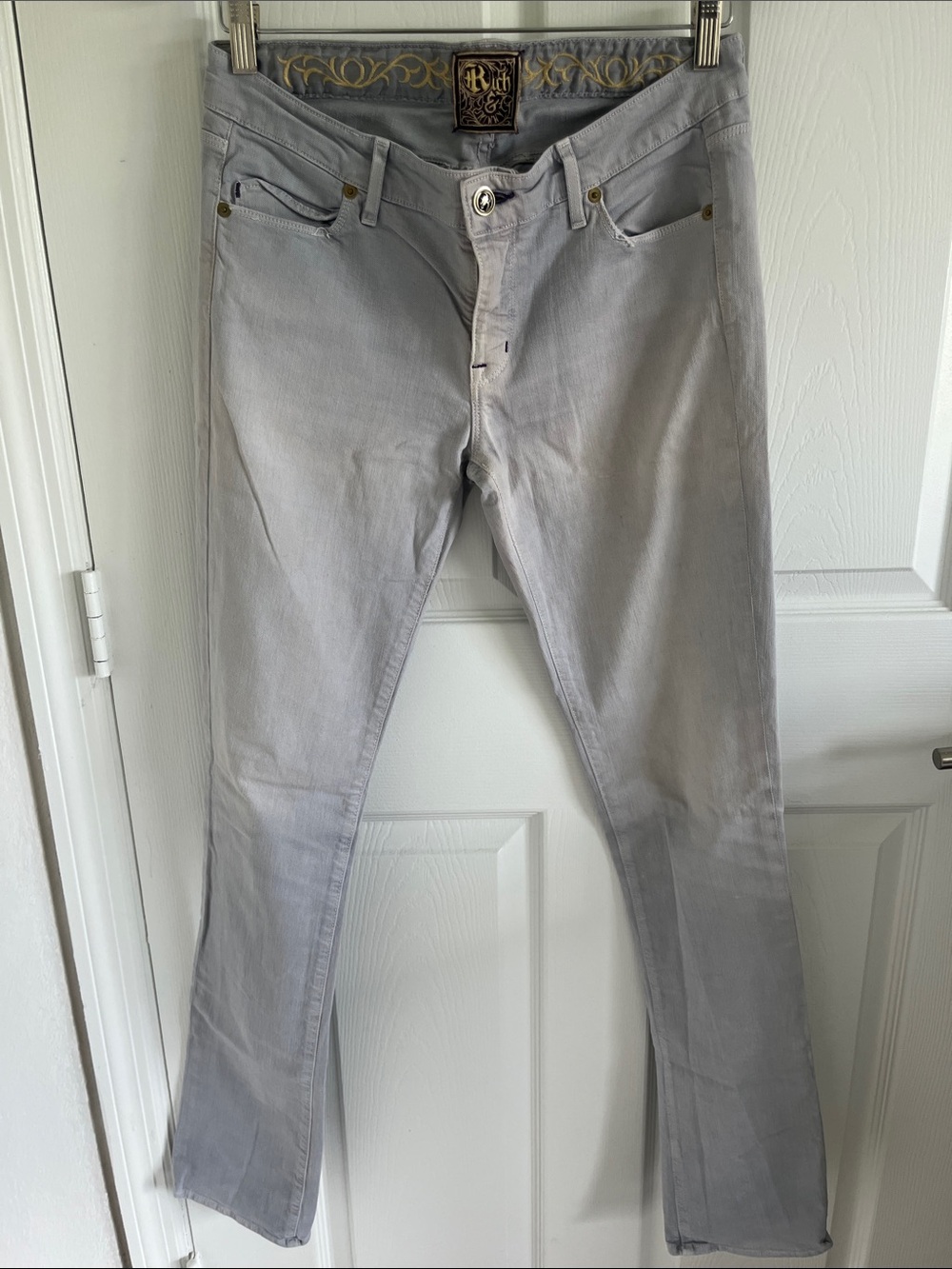 Rich & Skinny Straight Leg Jeans in Light Gray Y2K Low rise Denim Summer Casual